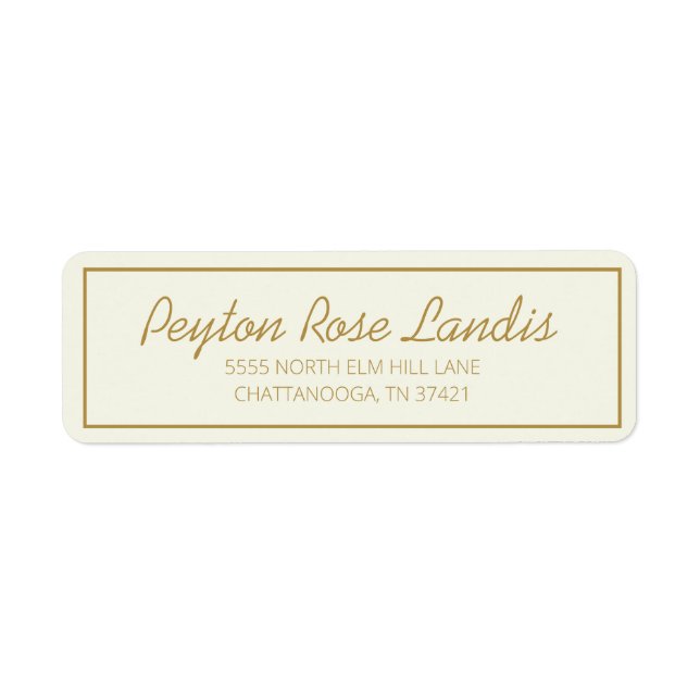 Modern Ivory Cream Gold Script Label (Front)