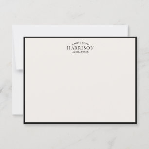 Modern Ivory Elegant Black Border Note Card