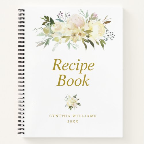 Modern ivory floral Recipe Book