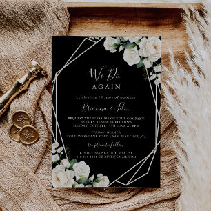 Modern Ivory Floral We Do Again Vow Renewal Invitation