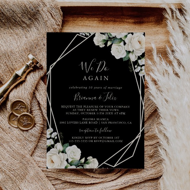 Modern Ivory Floral We Do Again Vow Renewal Invitation (Creator Uploaded)