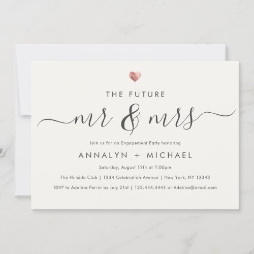 Modern Ivory Future Mr and Mrs Engagement Party Invitation