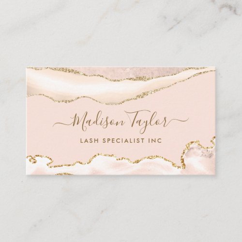 Modern Ivory Gold Glitter Sparkle Marble Agate Business Card
