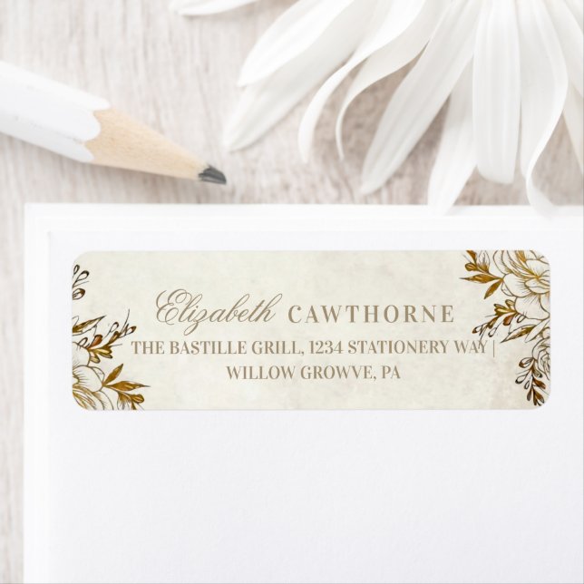 Modern Ivory & Gold ⎮Rose Elegant Wedding Label (Insitu)