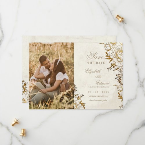 Modern Ivory & Gold ⎮Rose Elegant Wedding Save The Date
