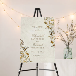 Modern Ivory & Gold ⎮Rose Elegant Wedding Sign