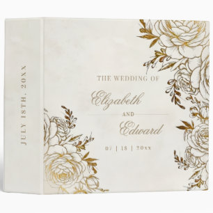 Modern Ivory & Gold ⎮Rose Elegant Wedding Sign 3 Ring Binder