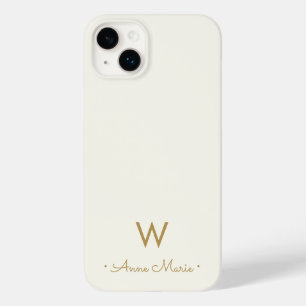 Modern Ivory Gold Script Monogram Case-Mate iPhone 14 Plus Case