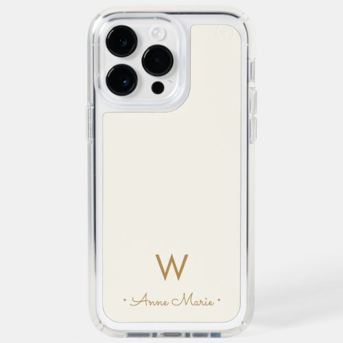 Modern Ivory Gold Script Monogram Speck iPhone 14 Pro Max Case