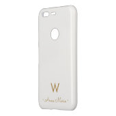 Modern Ivory Gold Script Monogram Uncommon Google Pixel Case (Back/Left)