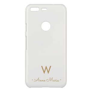 Modern Ivory Gold Script Monogram Uncommon Google Pixel Case