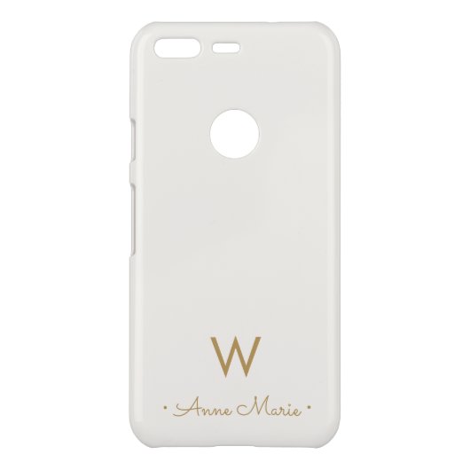 Modern Ivory Gold Script Monogram Uncommon Google Pixel Case (Back)