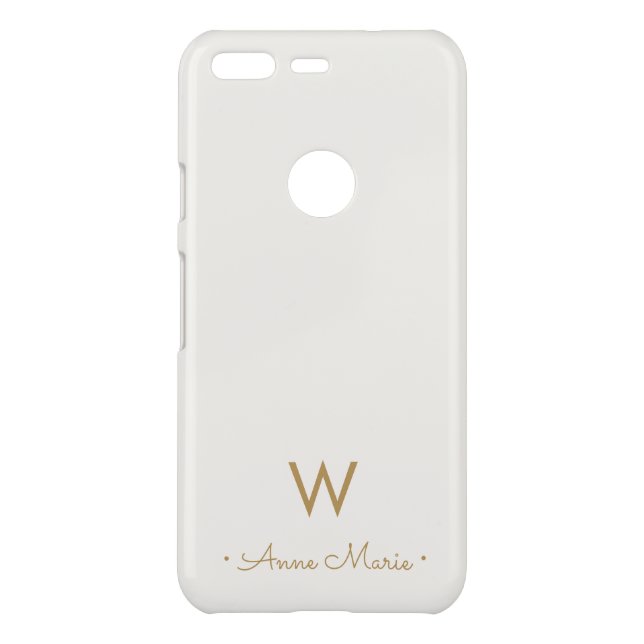 Modern Ivory Gold Script Monogram Uncommon Google Pixel Case (Back)