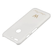 Modern Ivory Gold Script Monogram Uncommon Google Pixel Case (Top)