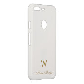 Modern Ivory Gold Script Monogram Uncommon Google Pixel Case (Back/Right)