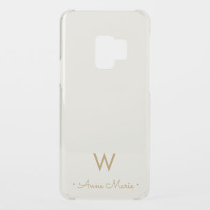 Modern Ivory Gold Script Monogram Uncommon Samsung Galaxy S9 Case