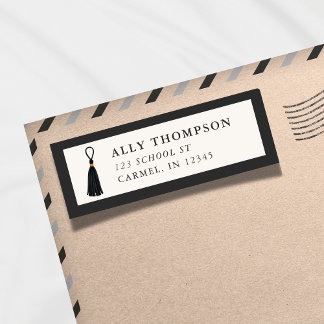 Modern Ivory Graduation Cap Tassel  Label