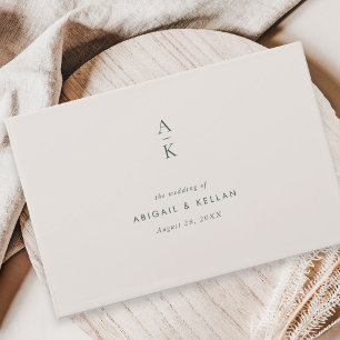 Modern Ivory Green Monogram Mix Match Wedding Guest Book