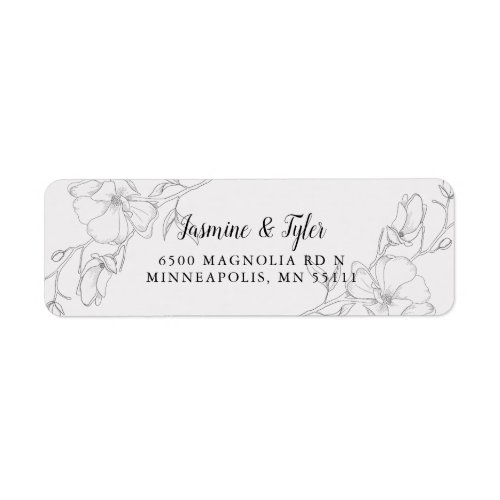 Modern Ivory Magnolia Flowers Return Address Label