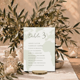 Modern Ivory Map Wedding Table Seating Chart Card