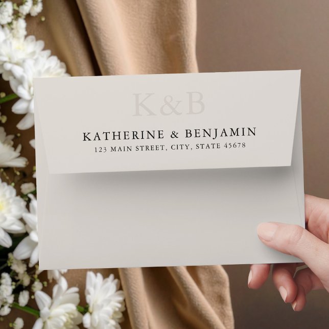Modern Ivory Monogram Minimalist Wedding Envelope (Creator Uploaded)