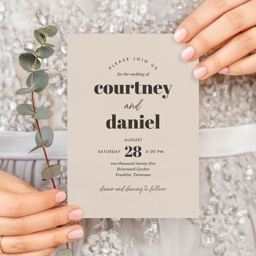 Modern Ivory Neutral Trendy Mix Match Wedding Invitation