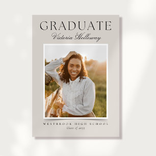 Modern Ivory One Photo Graduation Announcement