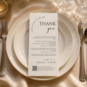 Modern Ivory Place Setting Thank You Card QR Code