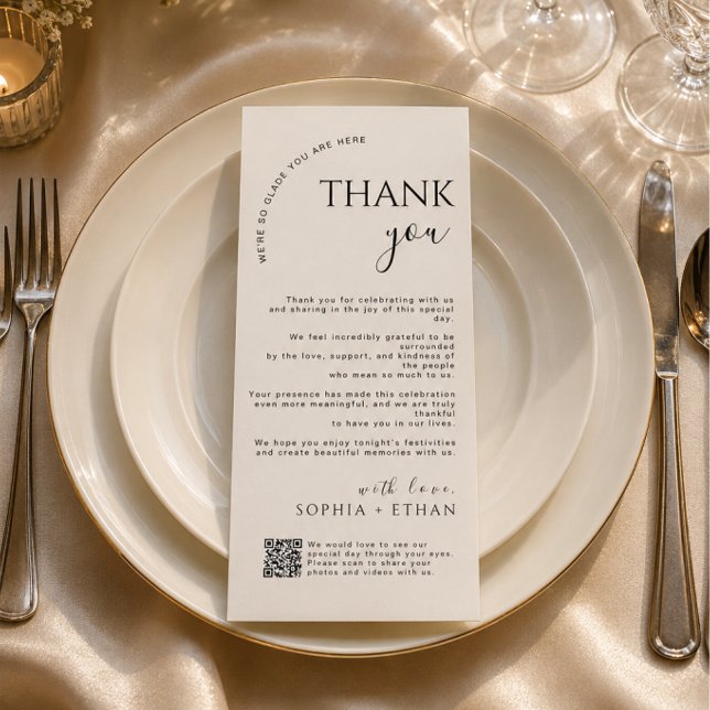 Modern Ivory Place Setting Thank You Card QR Code (Creator Uploaded)