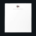Modern Ivory Plum Floral Bouquet Notepad<br><div class="desc">Modern and elegant ivory white and plum purple floral bouquet logo style design,  personalized notepad with name.  Text font style and color can be customized.</div>