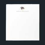 Modern Ivory Plum Floral Bouquet Notepad<br><div class="desc">Modern and elegant ivory white and plum purple floral bouquet logo style design,  personalized notepad with name.  Text font style and color can be customized.</div>