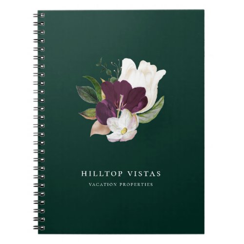 Modern Ivory Purple Floral Bouquet Emerald Notebook