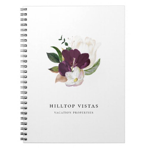 Modern Ivory Purple Floral Bouquet Notebook