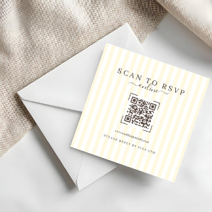 Modern Ivory QR Code Wedding Online RSVP Note Card