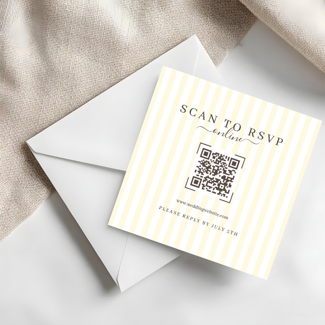 Modern Ivory QR Code Wedding Online RSVP Note Card (Creator Uploaded)