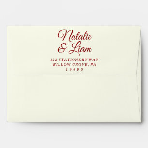 Modern Ivory Red Fun Retro Bold Funky Boho Wedding Envelope