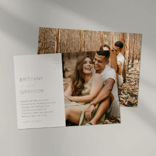 Modern Ivory Rose Gold 2 Photo Wedding Foil Foil Invitation