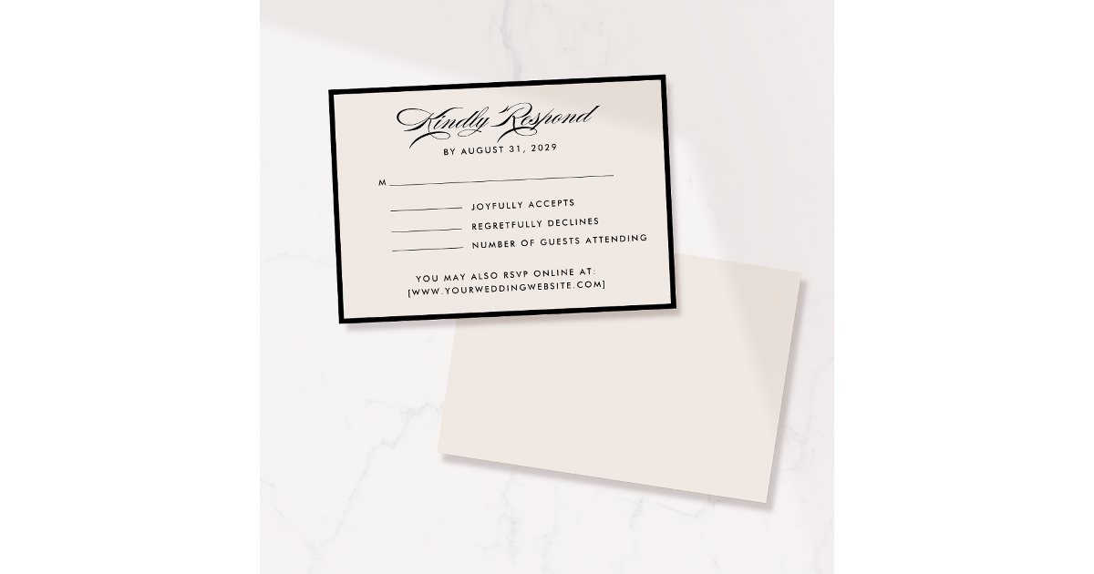 Modern Ivory Script RSVP Card | Zazzle