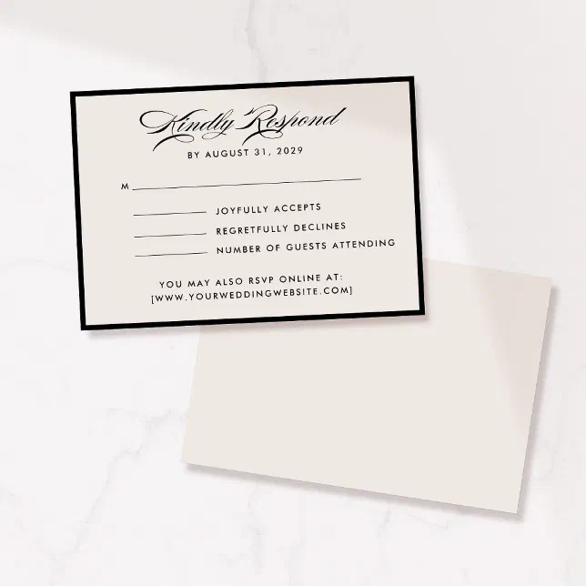 Modern Ivory Script RSVP Card | Zazzle
