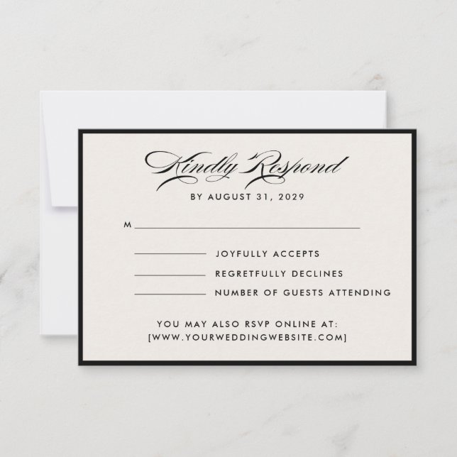 Modern Ivory Script RSVP Card (Front)