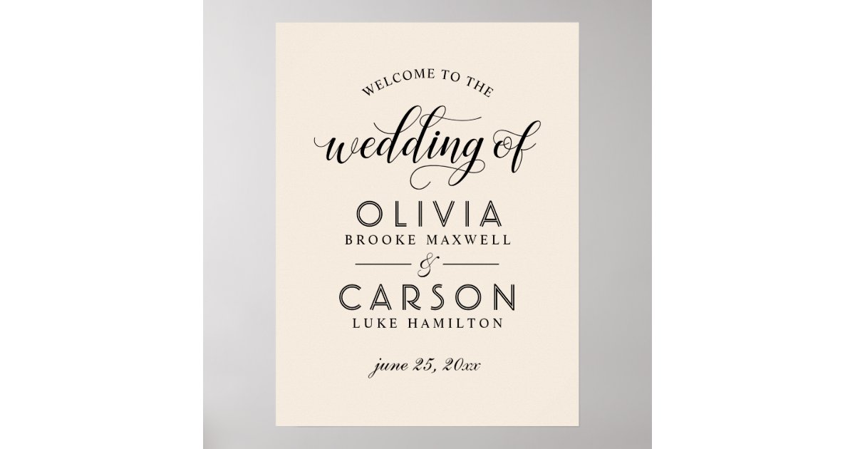 Modern Ivory Script Wedding Welcome Poster | Zazzle