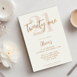Modern Ivory Tan 21st Birthday Invitation<br><div class="desc">A simple modern 21st birthday invitation featuring elegant calligraphy script typography and minimalist design in ivory and tan color.</div>