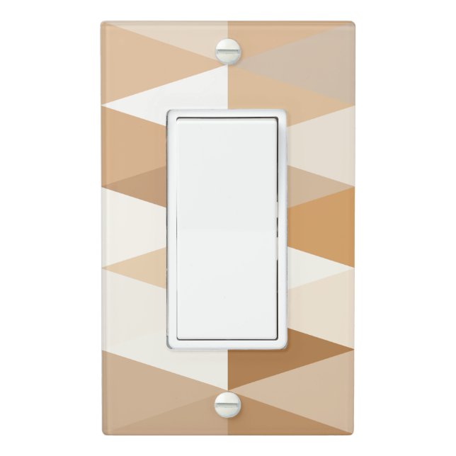Modern Ivory Taupe Gray Tan Brown Triangle Pattern Light Switch Cover (In Situ)