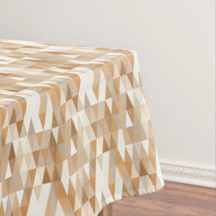 Modern Ivory Taupe Gray Tan Brown Triangle Pattern Tablecloth