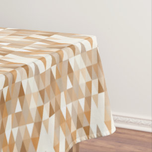 Modern Ivory Taupe Gray Tan Brown Triangle Pattern Tablecloth
