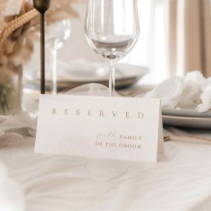 Modern Ivory Wedding Reserved Table Tent Sign