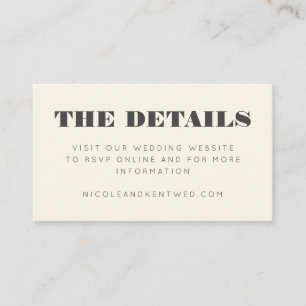 Modern Ivory Wedding RSVP Details Website  Enclosure Card