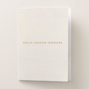 Modern Ivory  White Linen "look" Pocket Folder