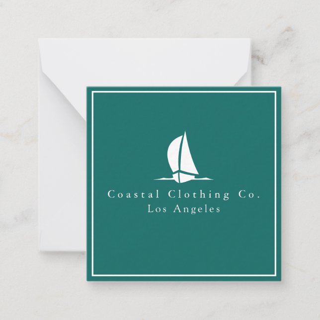 Modern Jade Green Elegant Boat Coastal Company Note Card (Front)