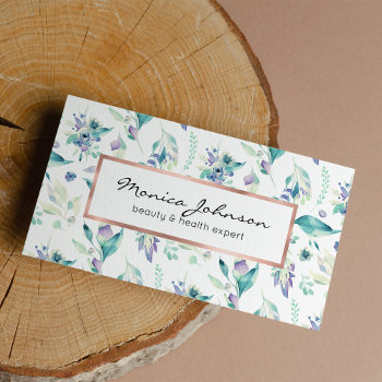 Modern Jade Green Lavender Watercolor Floral Business Card by kicksdesign at Zazzle